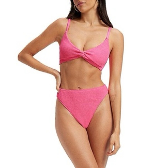 Good American Women’s Always Fit Bikini - Twisted Top & Good Waist Bottom Pink 0 - Picture 5 of 12